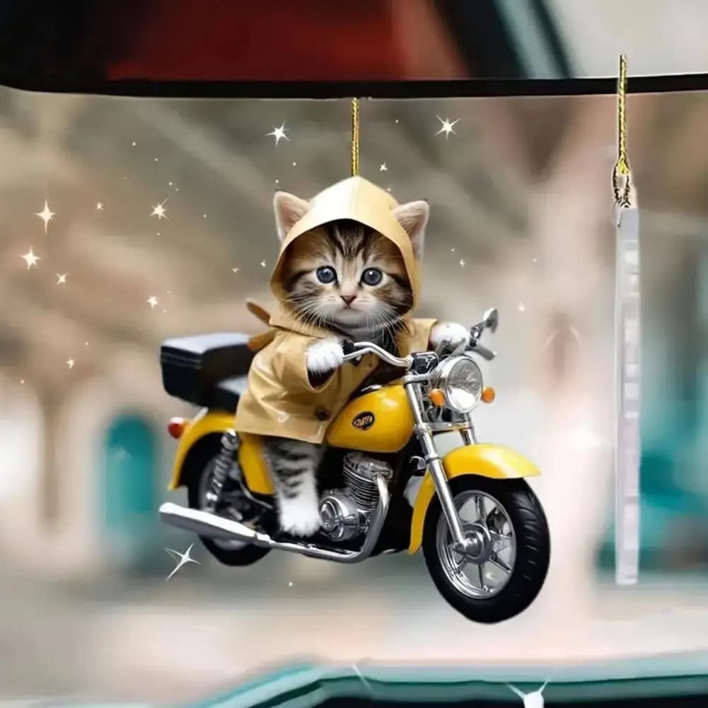 Ornamento da appendere per specchio per auto super carino con cordino Ciondolo per gatti facile da appendere Accessori per auto con ciondolo a forma di gatto per albero di Natale