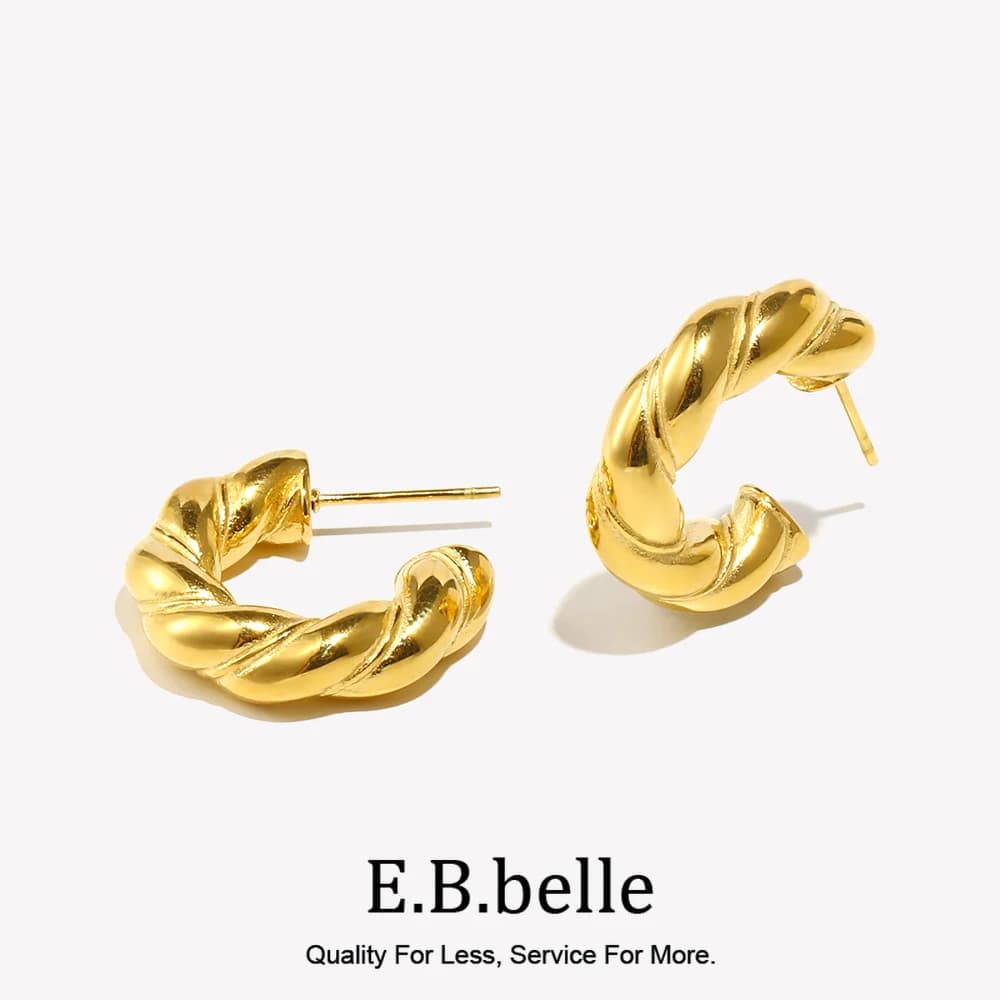 EBbelle Croissant Shaped Stainless Steel Hoop Earrings for Women Accessories for Water Resistant Jewelry