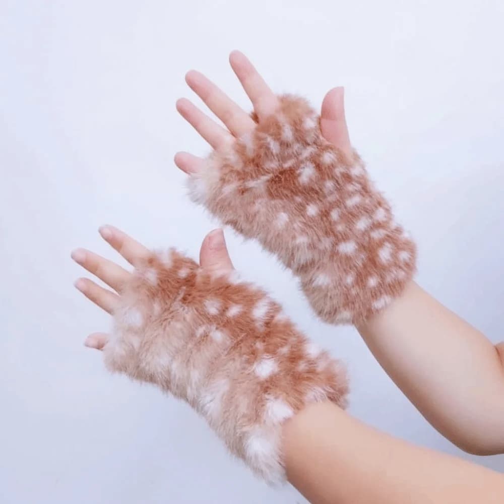 Thickened Fingerless Furry Gloves Elastic Cuff Fleece Lined Faux Fur Handwarmer Fluffy Texture Chic Half Finger Mittens Ladies
