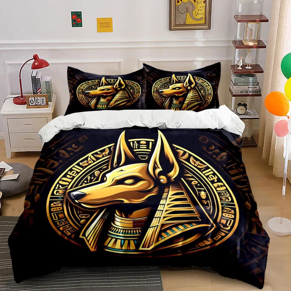 Set di biancheria da letto Golden Egyptian Decor, morbido e confortevole, include 1 copripiumino e 2 federe, idea regalo