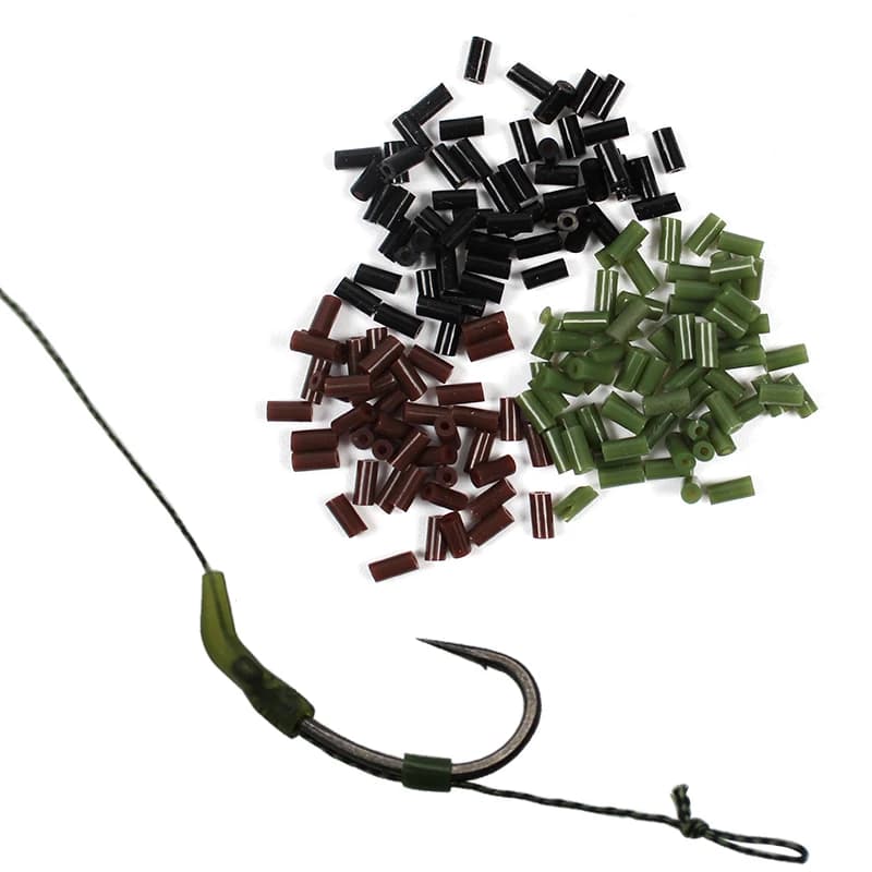 200 pcs/cancer Fishing Sleeve For Silicone Hair Fit Over Hook 2/4/6/8 Green Brown Black For Carp Fishing Hair Rig Refine Accessories