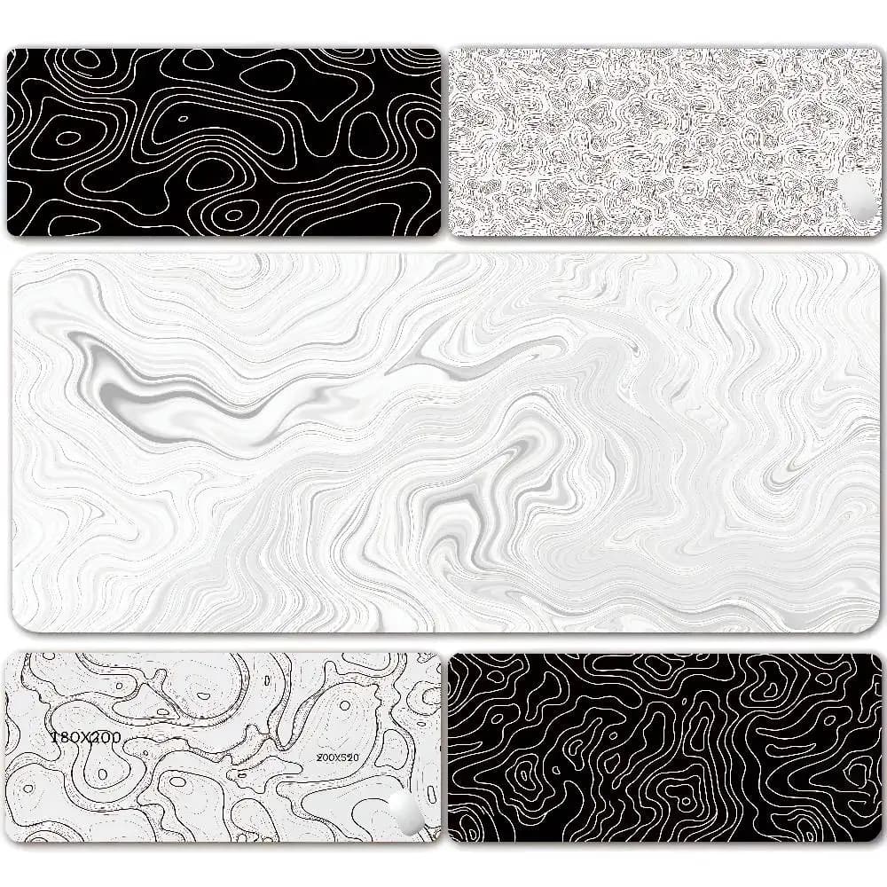 XXL Desk Mat Black And White Strata Liquid Mousepad Large Abstract Mouse Pad Gaming Deskmat With Lockedge Office Non-slip Carpet