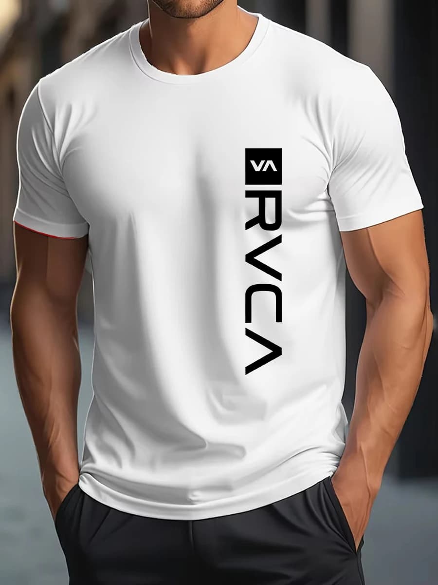 S-5XL Cool Tee Men T Shirt Casual RVCA Desing Print T-shirt Graphic Summer Short Sleeves 100% Cotton 2026 plus size