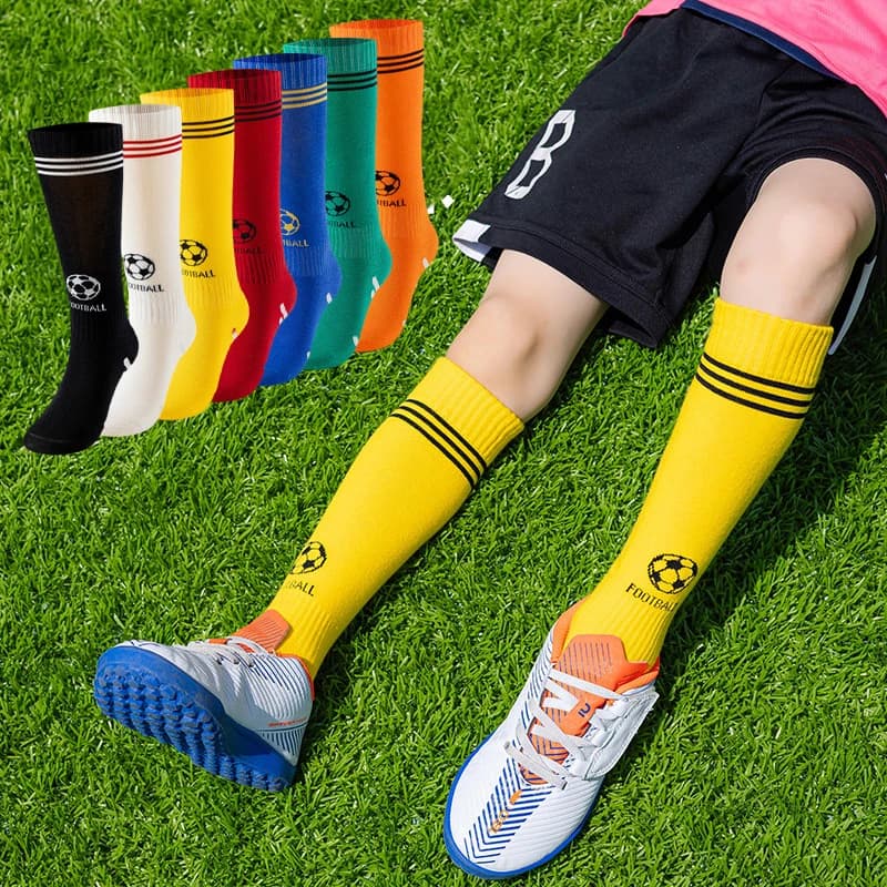 Calze da Calcio per Bambini a Tubo Alto Traspiranti, Calze Sportive da Calcio per Bambini con Supporto Elastico alla Caviglia, Calze Sportive per Ragazzi 6-16 Anni