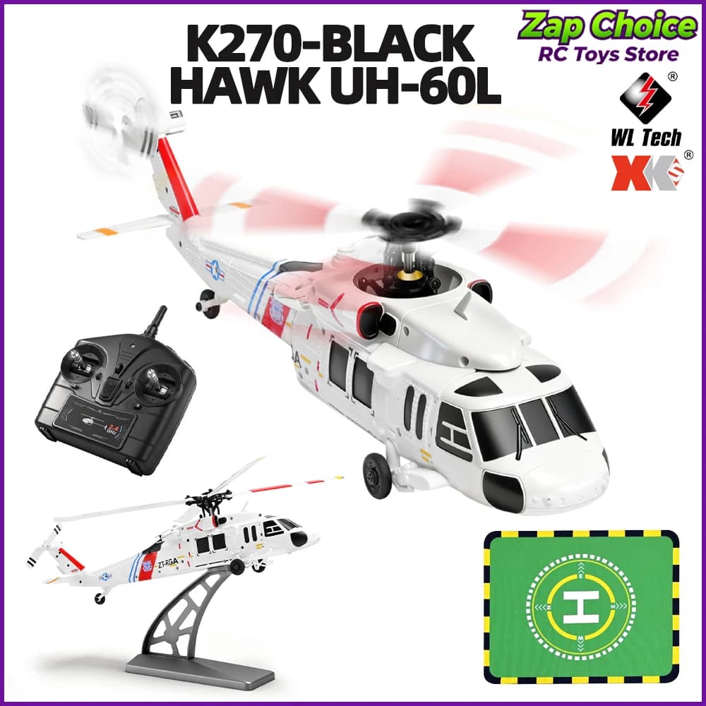 Wltoys K270 Black Hawk UH-60L Elicottero RC con Motore Brushless 4 Canali 2.4G Giroscopio a 6 Assi Flusso Ottico Mantenimento Altitudine Regalo per Ragazzi e Adulti