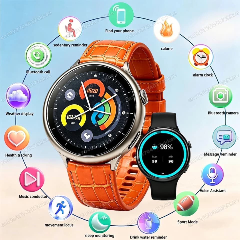 New Outdoor Sports Smart Watch Heart Rate Health Monitoring AI Voice Assistant Wireless Calling Camera Control Smartwatches HT22