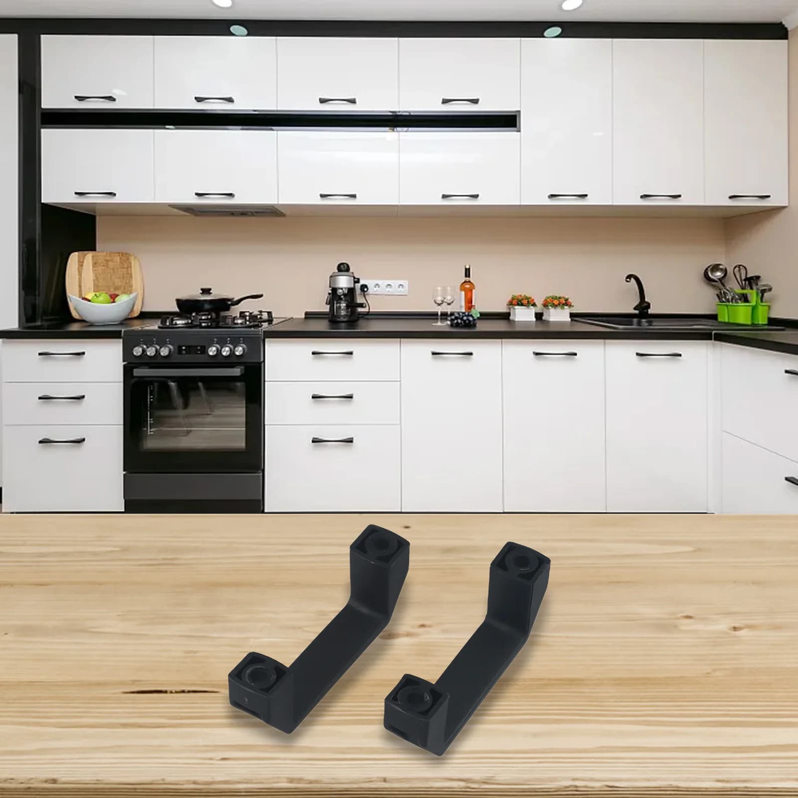 Maniglie per porte dell'armadio ispessite 2PC 90mm/120mm/180mm Maniglie per armadi industriali in plastica nera Accessori hardware per porte per mobili