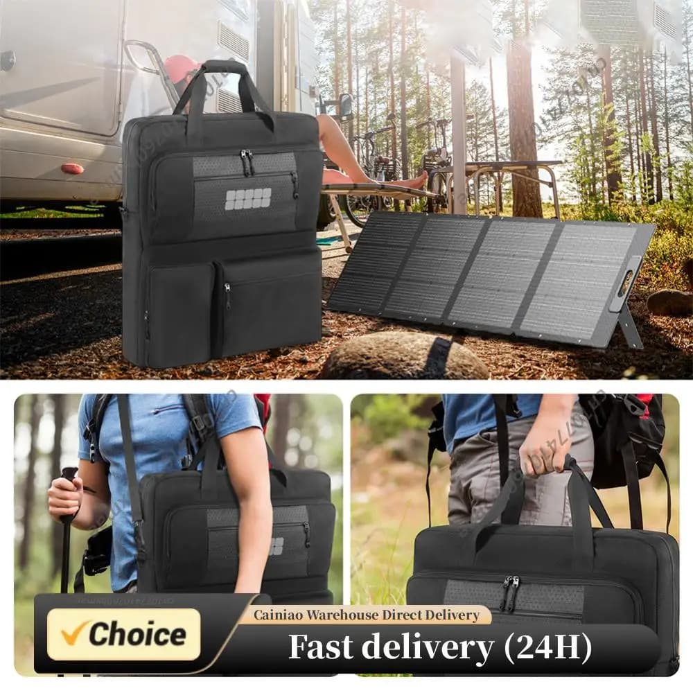 Borse per il trasporto di pannelli solari, multi-tasca, borsa protettiva per pannelli solari, borsa a tracolla portatile per la protezione di EF ECOFLOW 160W e 220W