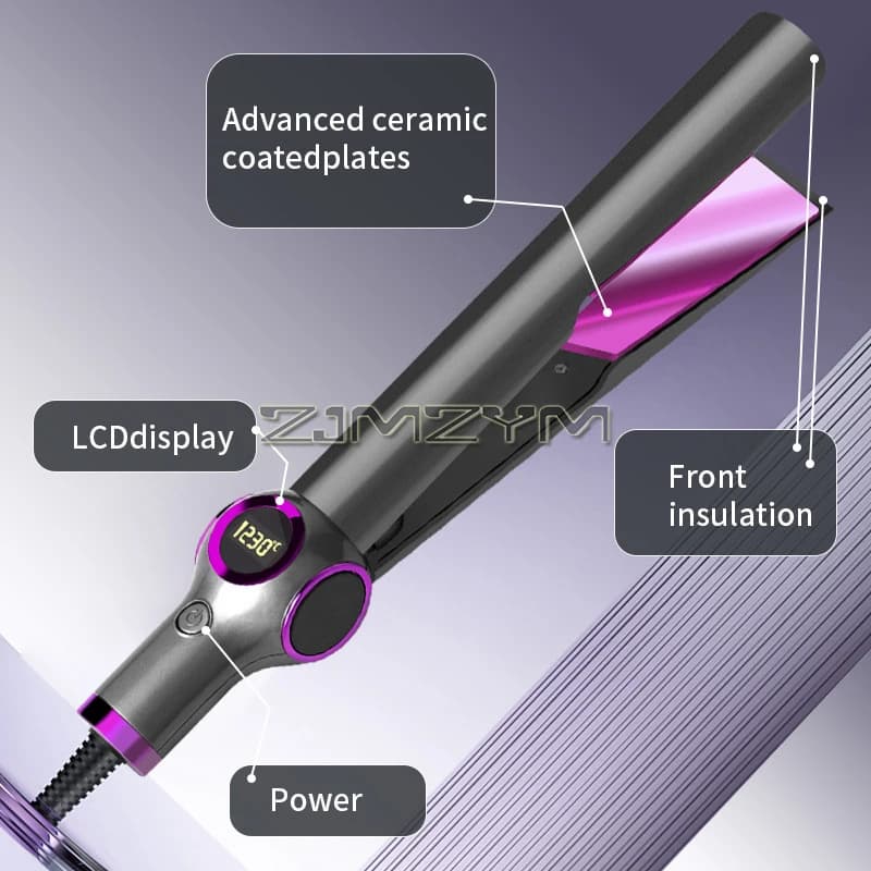 Piastra per Capelli in Ceramica con Riscaldamento Rapido in 10 Secondi, Spegnimento Automatico dopo 1 Ora, Anti-Scottatura, Arricciacapelli Professionale 2-in-1 con Display LCD
