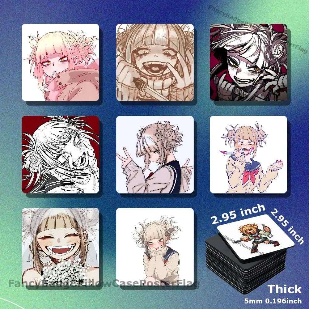 Himiko Toga MHA H-Hero Academia Acrylic Refrigerator Magnets Square Tiles with Magnetic Sheets for Home Decoration