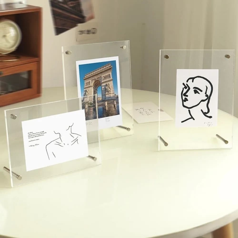 New Transparent Acrylic Photo Frame Modern Tilted Design Picture Frame Clear Photocard Display Stand Home Decor