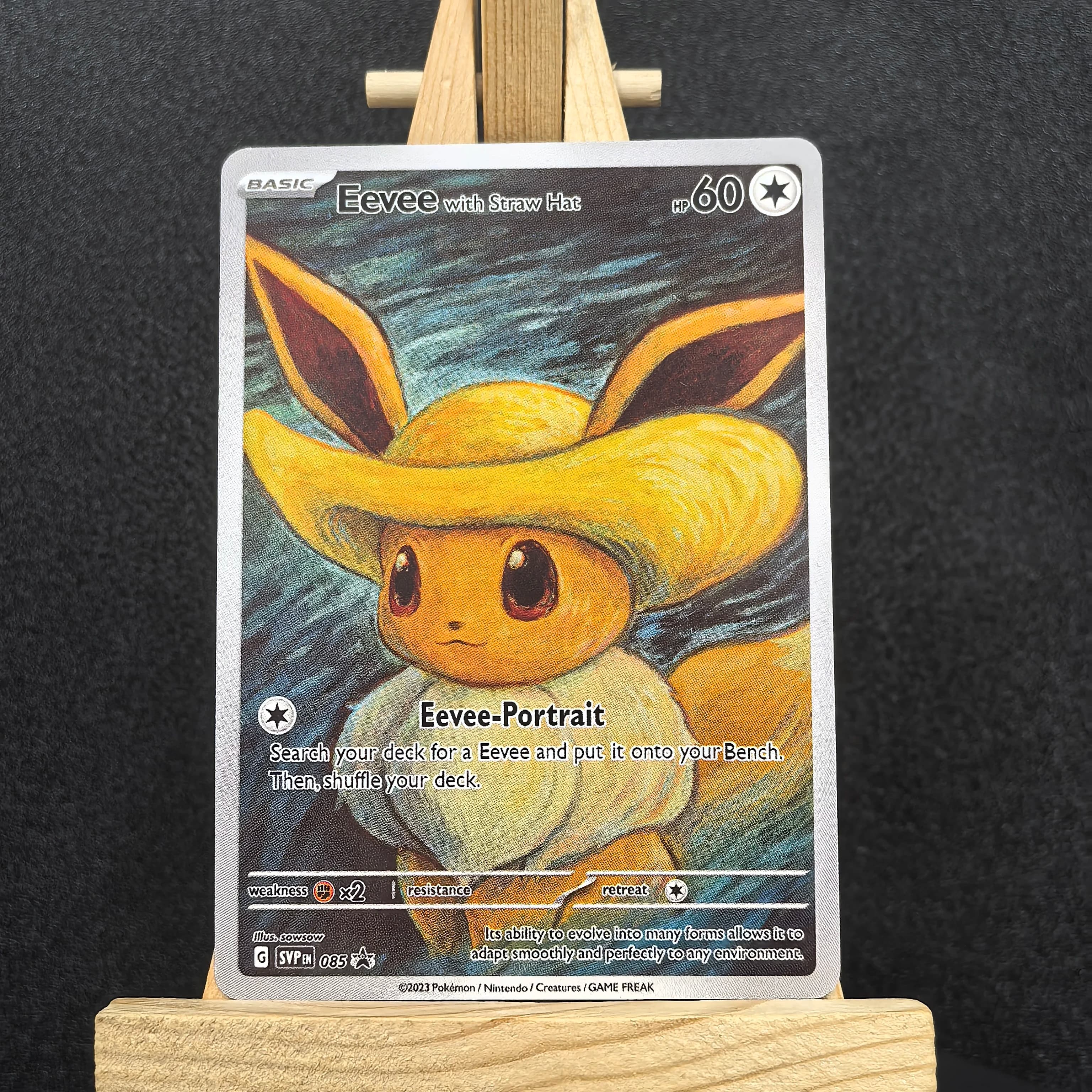 2023 Van Gogh Museo Carte Pokemon PTCG Anime Van Gogh 085 Eevee RARE Self Made Carte Singole Gioco Classico Anime Carte Regalo Giocattoli