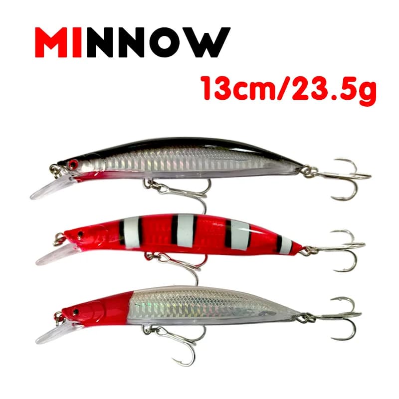 1PCS Minnow Richiamo di Pesca Floatin Bass Traina Esca Dura Artificiale 13cm 23.5g Wobblers 5 Colori Occhi 3D per la Pesca Alla Carpa Pesca