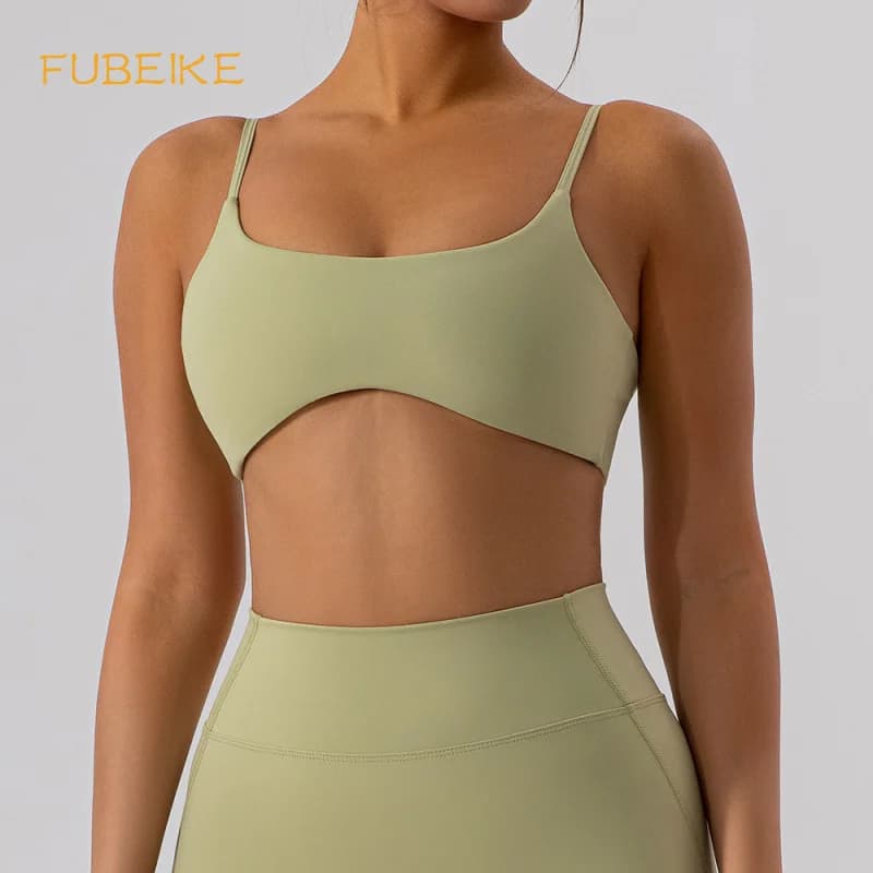 FUBEIKE Reggiseno da yoga con schiena stretta Sensazione nuda Reggiseno sportivo ad asciugatura rapida Intimo di grandi dimensioni Pilates Abbigliamento da allenamento Canottiera per le donne