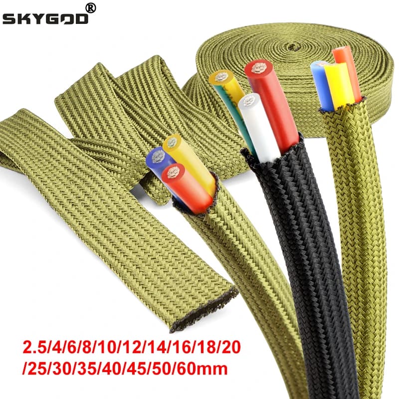 Manicotto per cavo in poliammide da 10/50 m 2,5 mm - 60 mm Guaina avvolgente per filo di protezione isolata ad alta densità stretta espandibile in nylon intrecciato