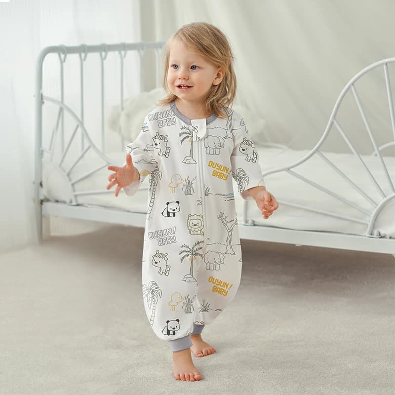 Nanna OUYUN 100% Cotton Lightweight Anti-Calcon with Legs, 2 Vie Hinge, Short Sleeve, Baby Diaper