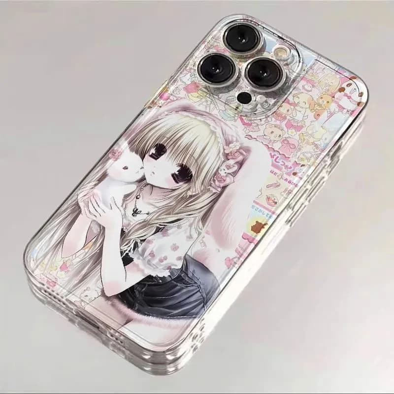 luxury cute Bunny eared girl Soft Case For iPhone 11 12 13 14 15 16 17 Pro Max XS XR 8 7 Plus X SE Cover