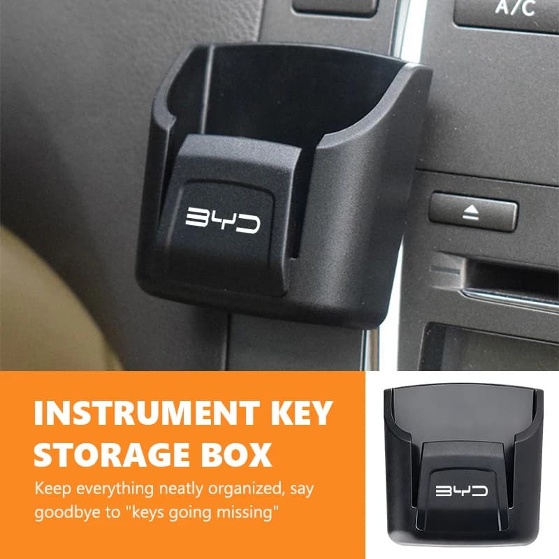 Premium BYD Logo Car Key Storage Box Self Adhesive Key Holder Organizer for Atto 3 Yuan Plus Song Pro Han EV Dolphin Car Interio