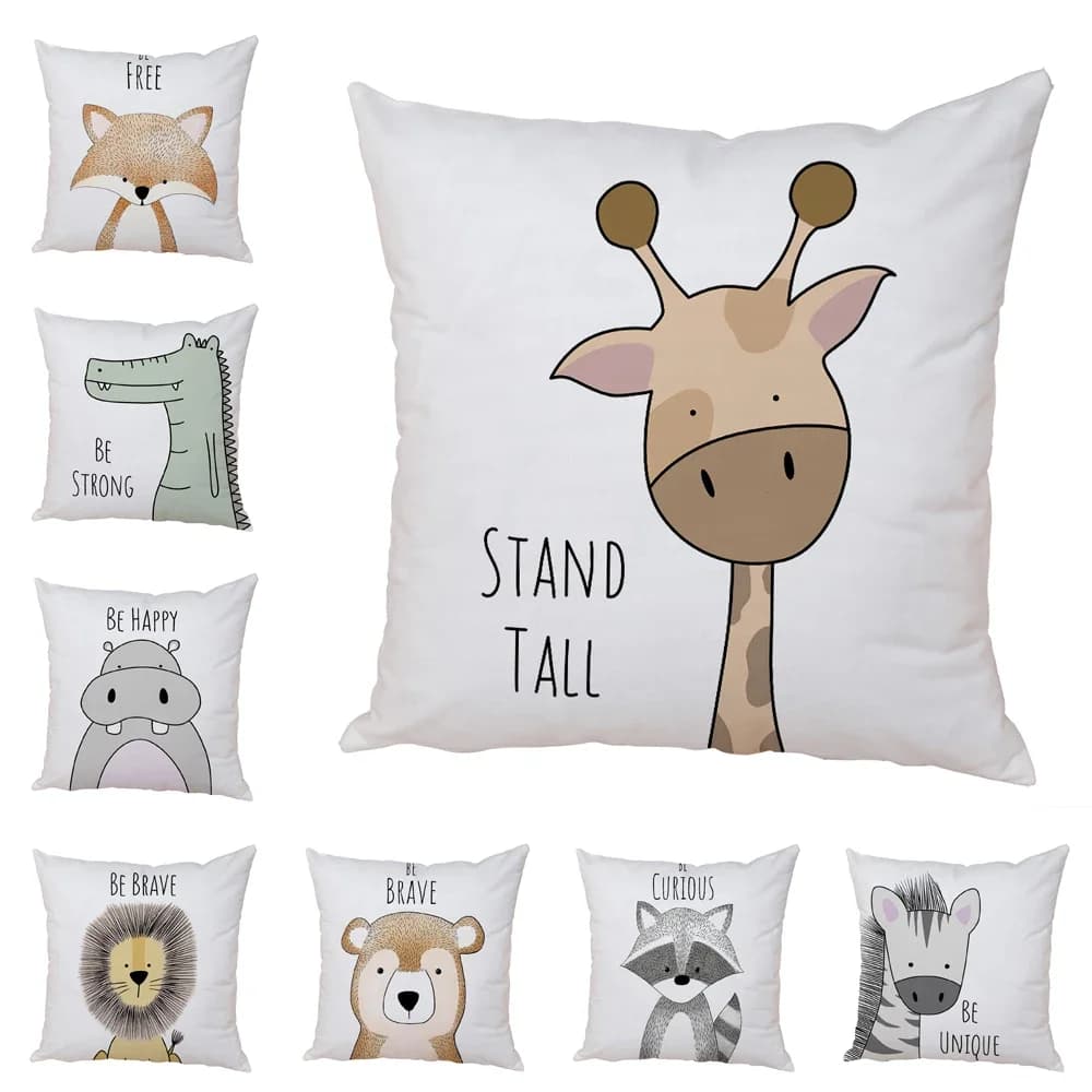 Nordic Zebra hippopotamus giraffe lion crocodile federa Decor animal pillow lining for sofa house fishing skin federa 45x45cm