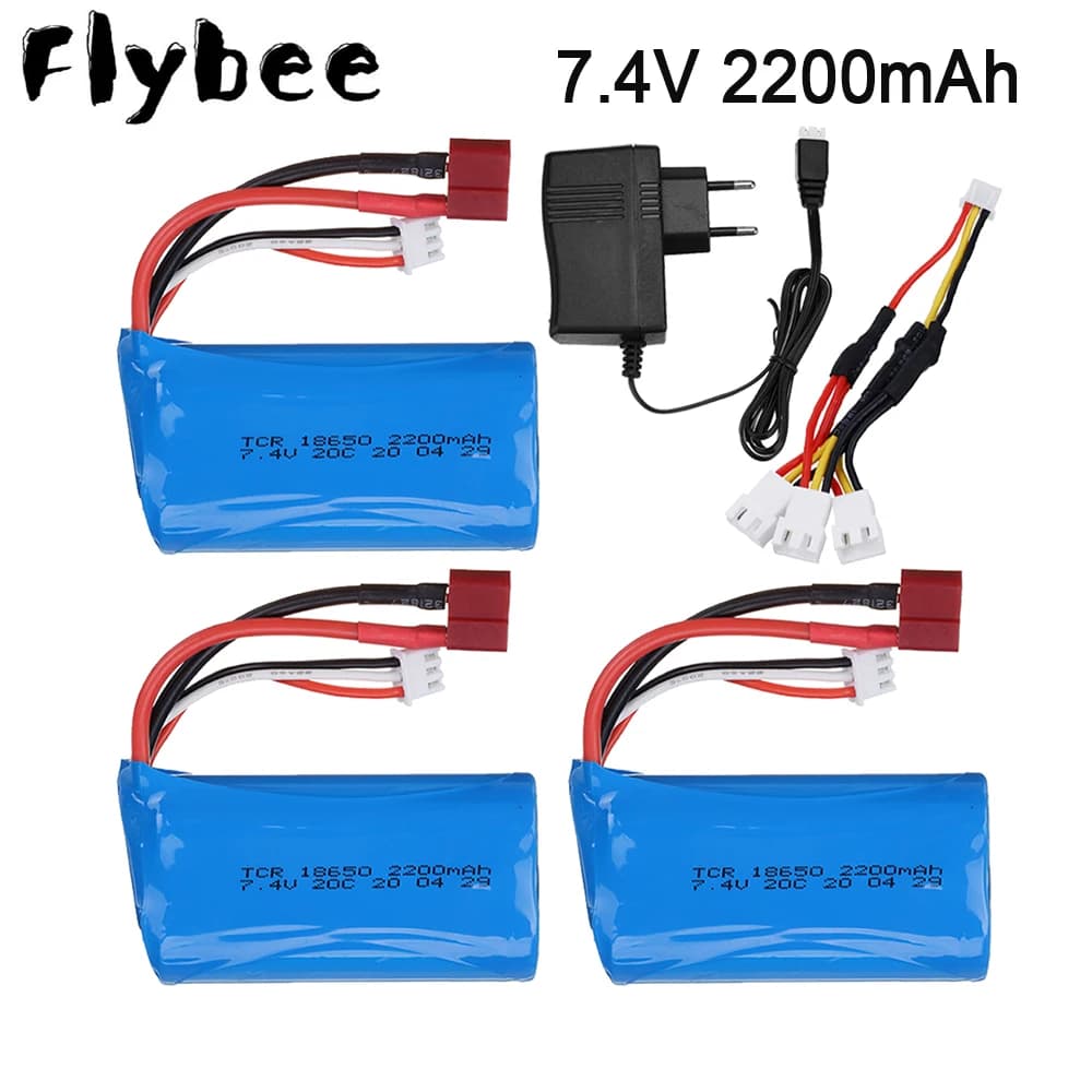 7.4 V 2200mAh 18650 Lipo Batery per RC auto telecomando elicottero giocattoli parti all'ingrosso 7.4 V 1500 mAH Lipo batteria T Plug