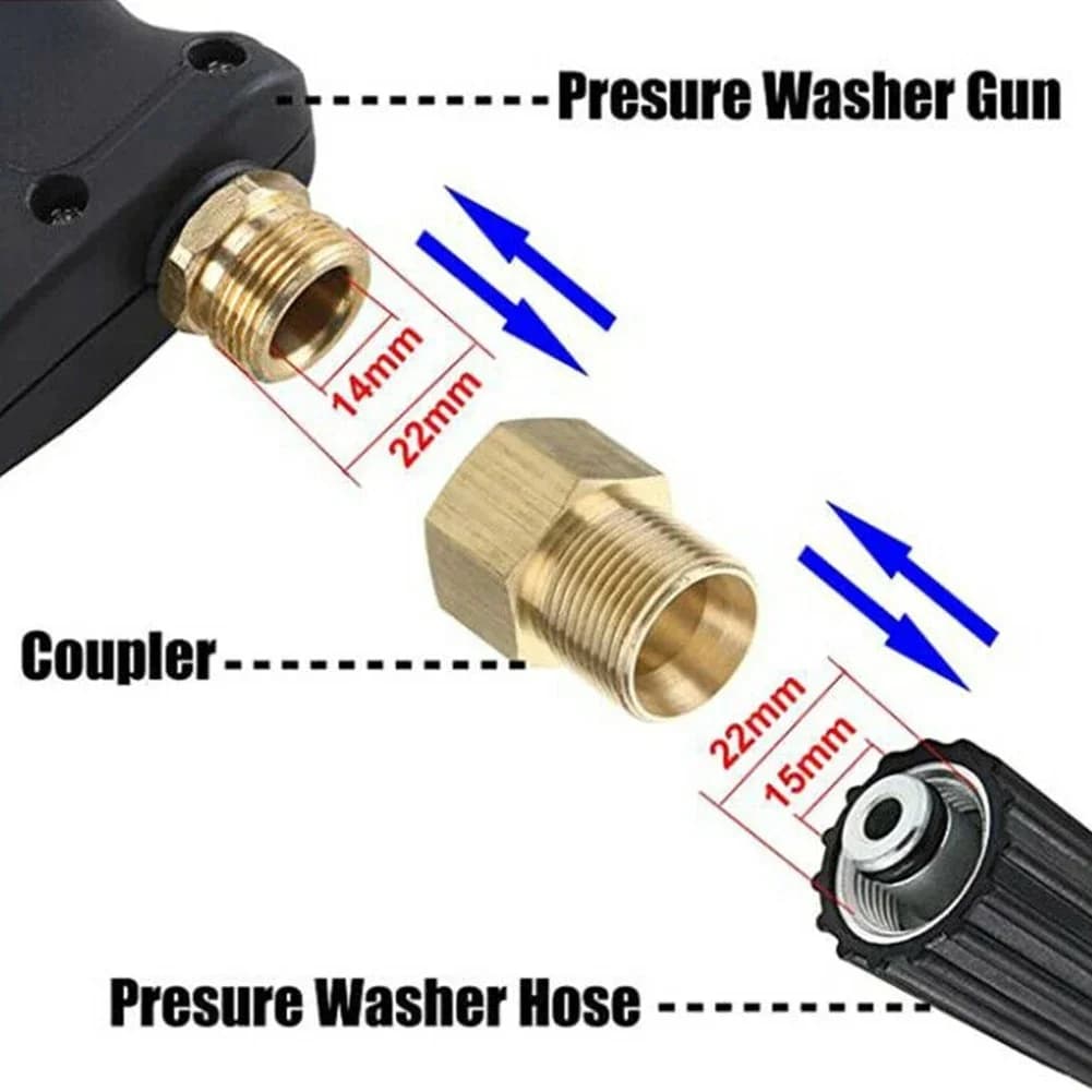 Adattatore per tubo per macchina per la pulizia ad alta pressione M22-15mm maschio a M22 femmina connettore presa in ottone 4500PSI accessori ad alta pressione