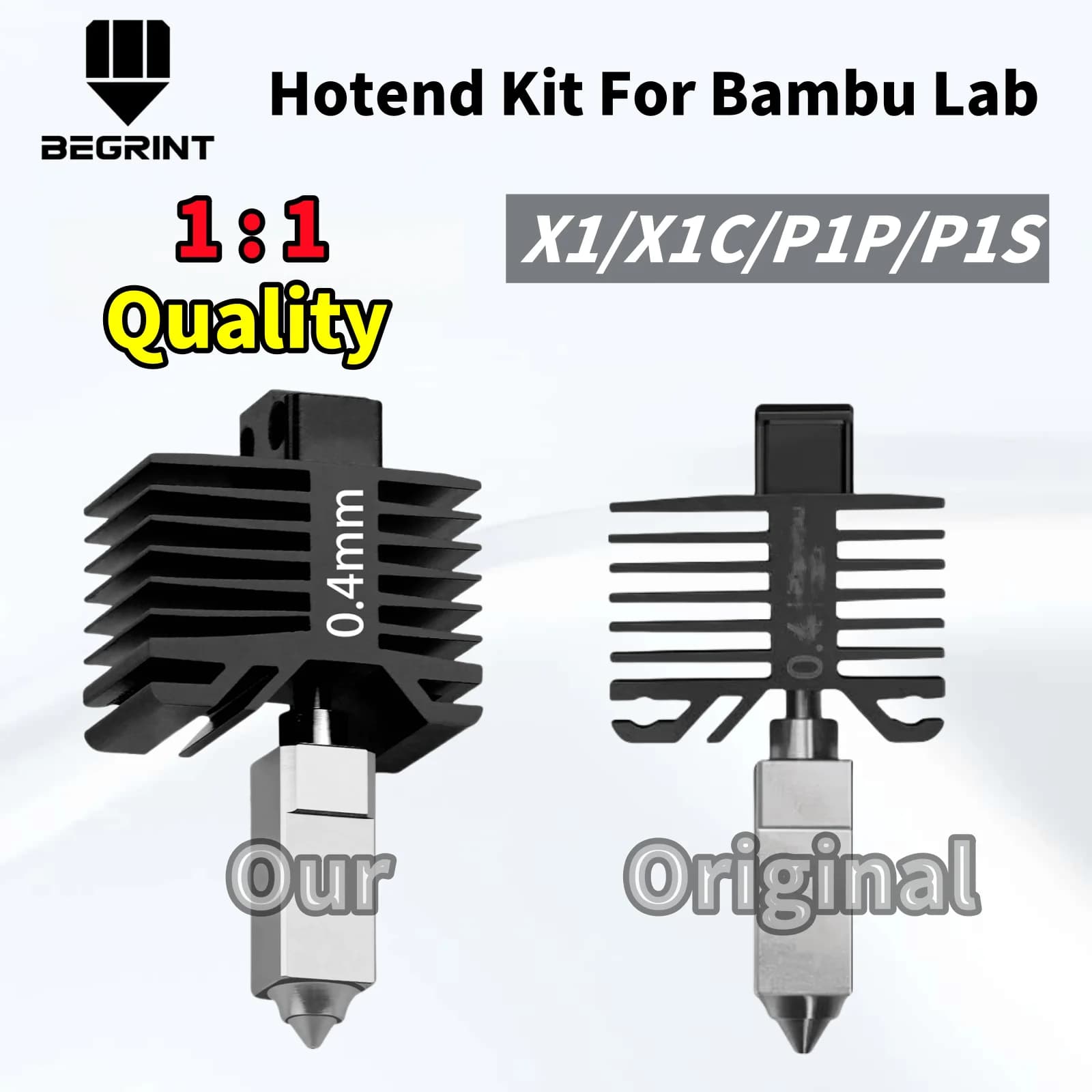 Per Bambu Lab X1C/P1P/P1S Testina di stampa hot end in acciaio temprato kit di sostituzione rapida all-in-one per parte di ricambio stampante 3D Bambulab