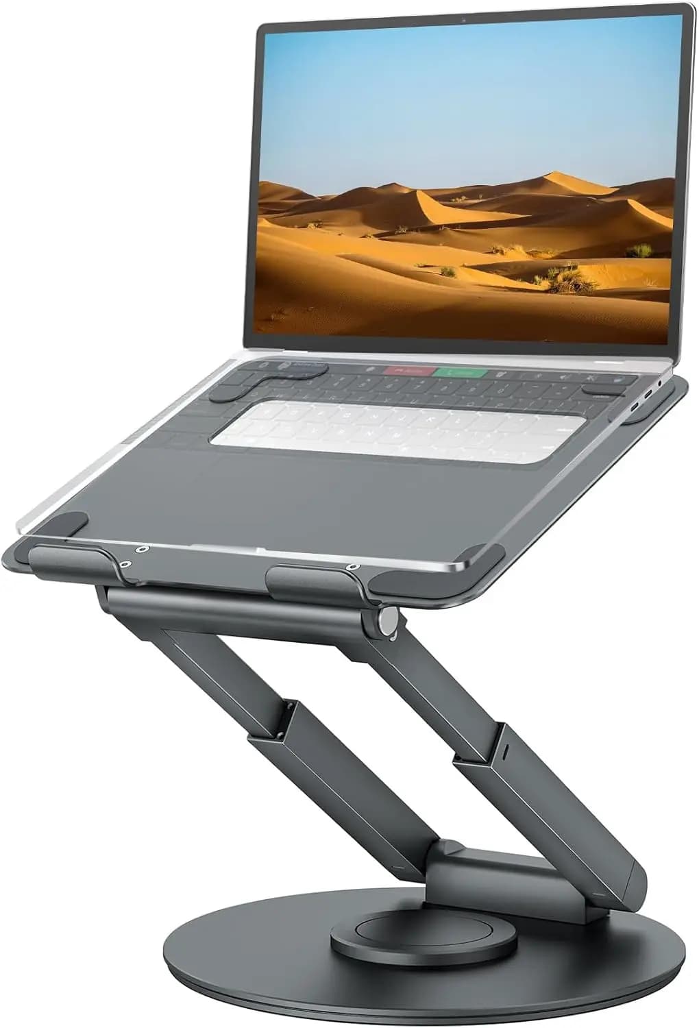 Supporto regolabile per laptop con rotazione a 360° ° Base Girevole, Supporto Portatile per Tutti i Laptop da 10-17 Pollici, Grigio