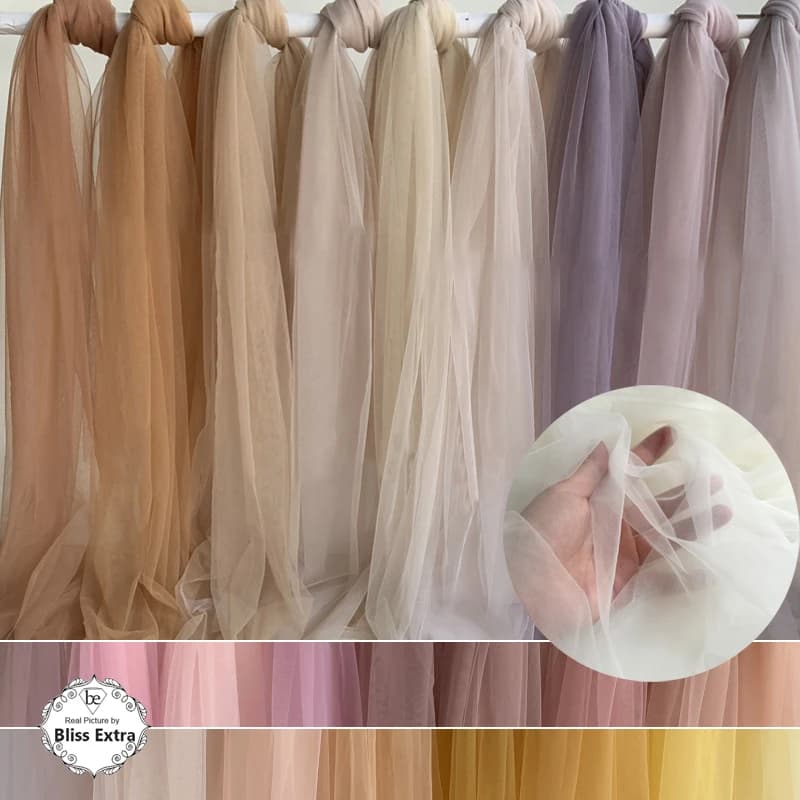 Marrone Nudo Grigio Morbido Tulle Tessuto Matrimonio Celebrazione Tenda Abbigliamento Layout a rete Sedia Schienale Filato Tutu Materiale da cucito fai da te