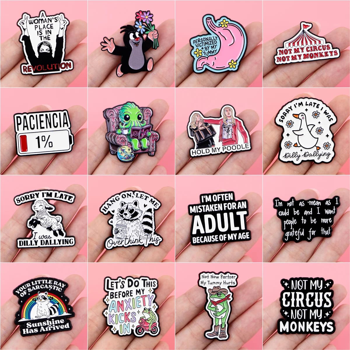Citazioni spagnole Spille smaltate Spille piccola talpa Distintivo Spilla per zaino Accessori per vestiti Gioielli divertenti Regalo di compleanno