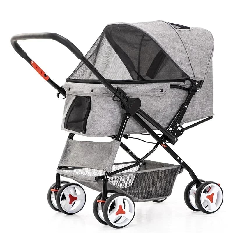 Nuovo Design di Carrello per Animali Domestici a 4 Ruote, Pieghevole e Facile da Installare, Trasportino Bidirezionale per Gatti