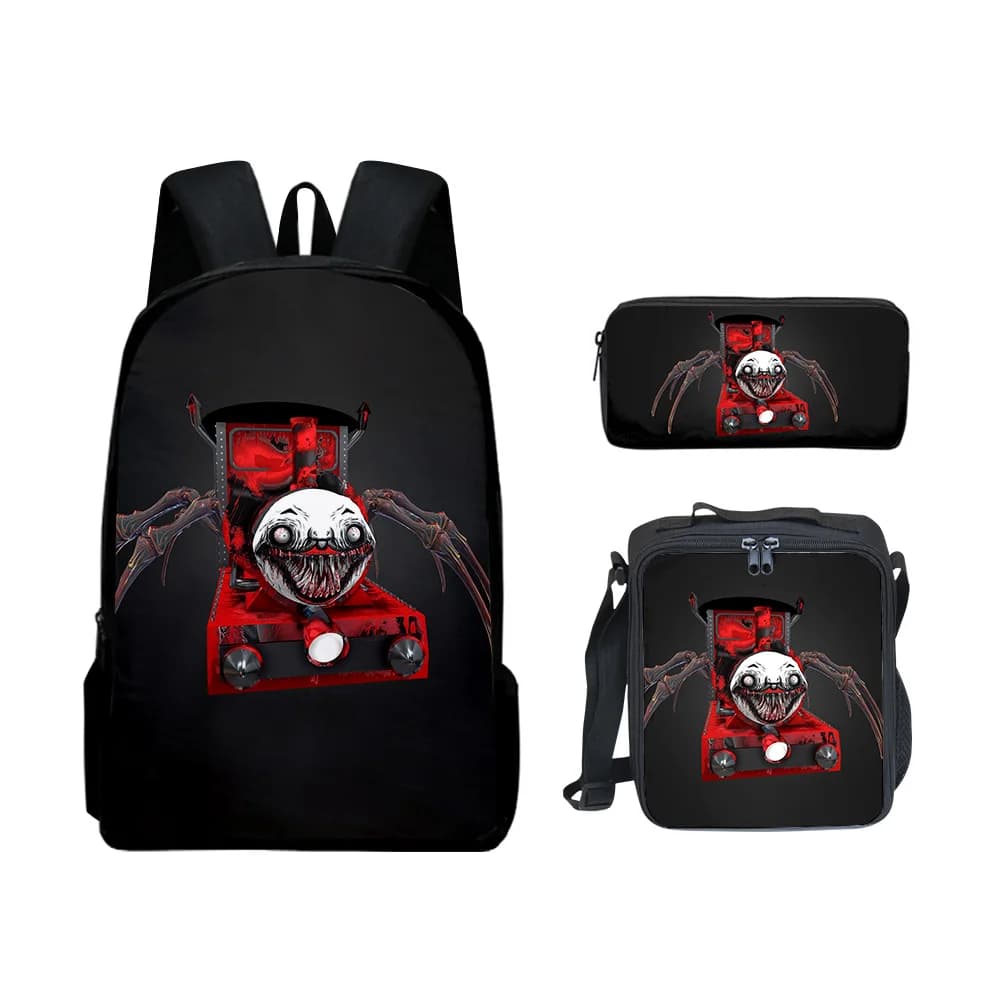 Harajuku Youthful Novelty Choo-Choo Charles 3D Print 3pcs/Set Student Travel bags Laptop Daypack Backpack Lunch Bag Pencil Case