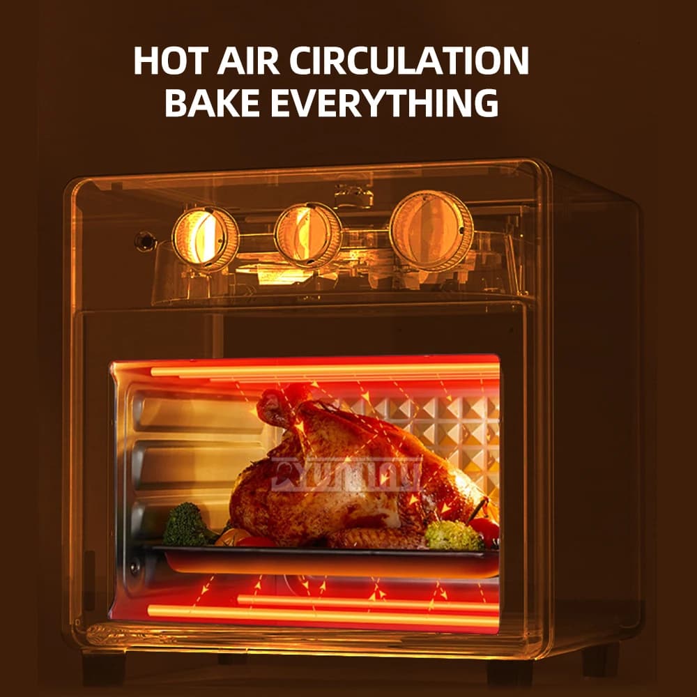 Friggitrice elettrica e forno Friggitrice ad aria intelligente Friggitrice per uso domestico a 3 teglie con finestra visibile