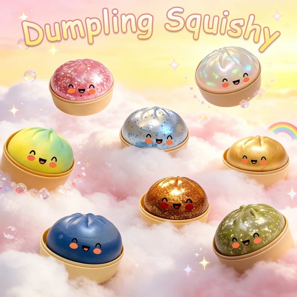 2026 Realistic Giant Dumpling Squishy Toy with Bamboo Steamer Soft TPR Dough Ball Decompression Fidget Toy Funny Creative Gift