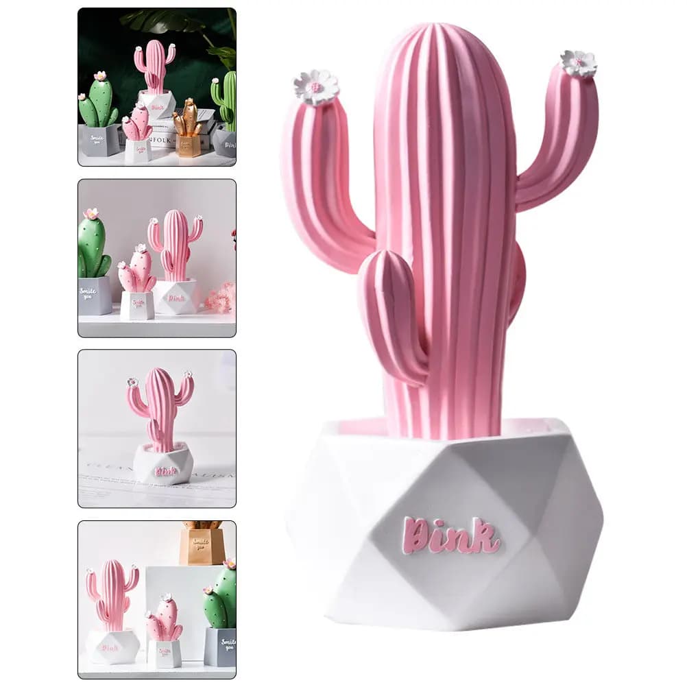 1 Pezzo Decorazione Cactus in Resina Rosa, Pianta in Vaso Simulata per Casa, Ufficio, Feste, Festival, Decorazione Creativa Bonsai