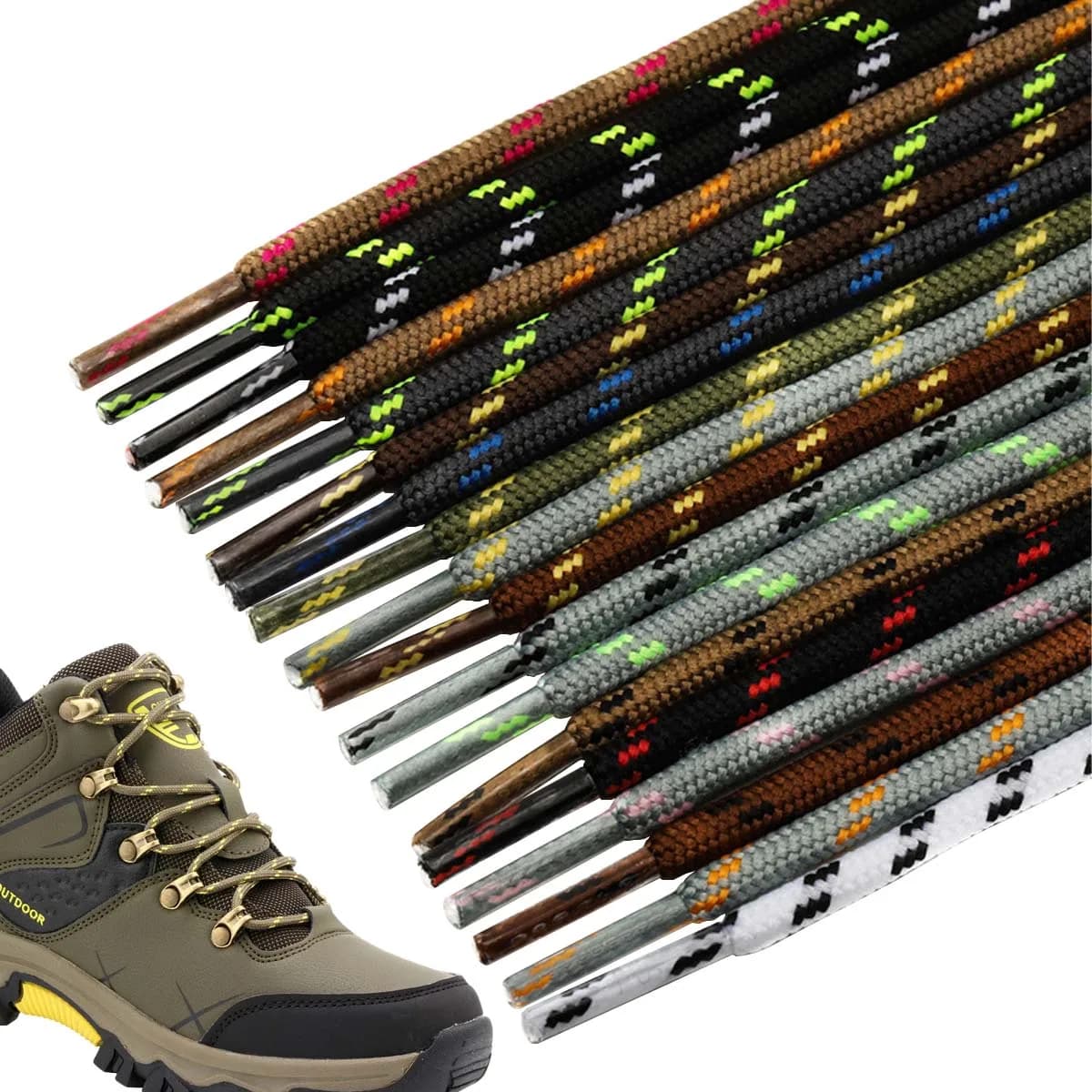 1 paio di lacci rotondi puntini floreali lacci solidi lacci in poliestere abbinati scarpe sportive utensili stivali Martin lacci per scarpe da trekking