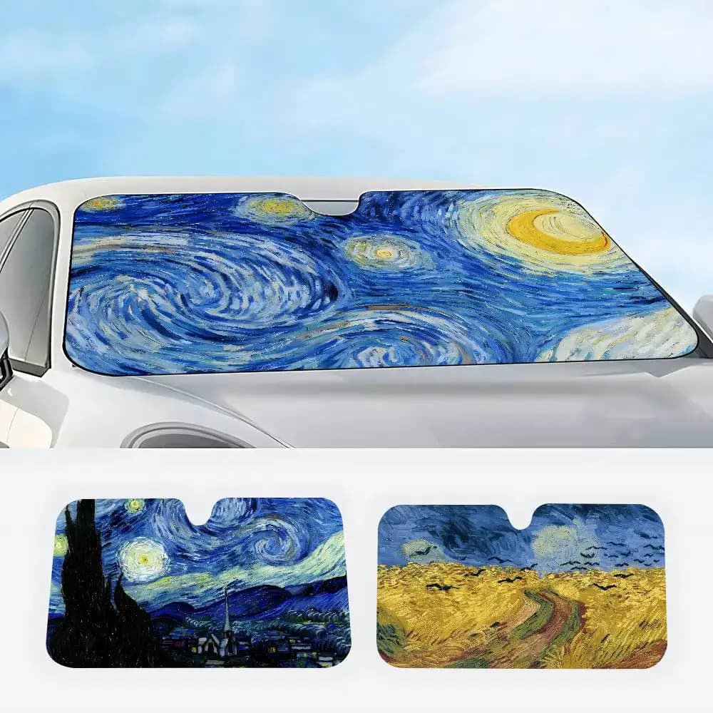 Parasole per Auto con Motivo Notte Stellata di Van Gogh, Protezione Solare per Parabrezza e Finestrini