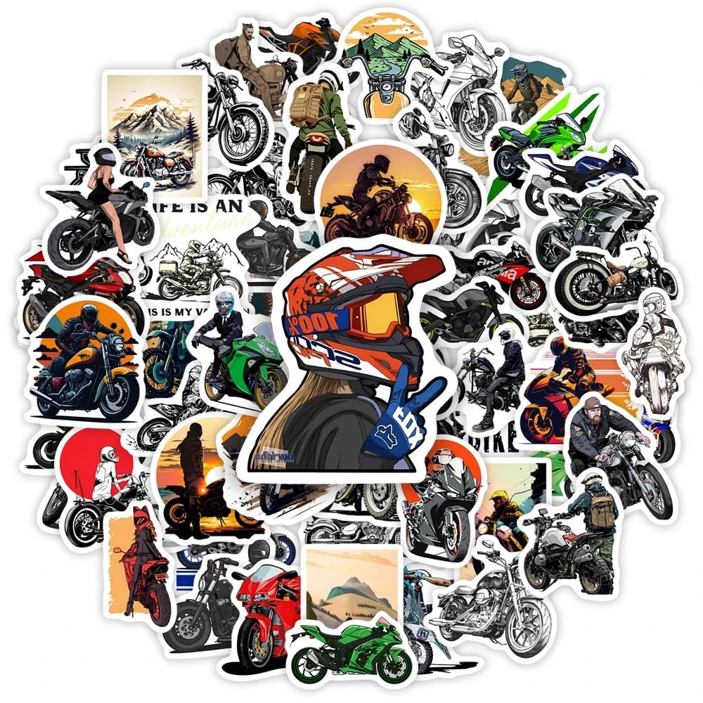 Motorcycle Racing Stickers DIY Kids Toy Gift for Phones Laptops Bottles Cars Scrapbooking Luggage Decorative Waterproof Decal