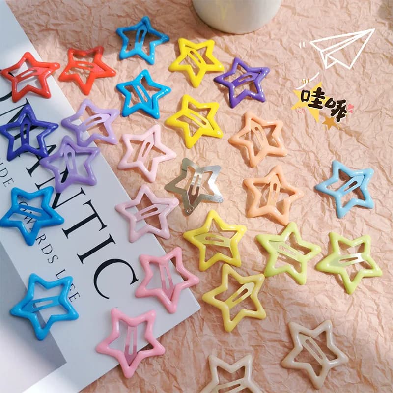 Colorful hair clips, star clips for women, cute Dopamine clasp for fringe and side hair for girls