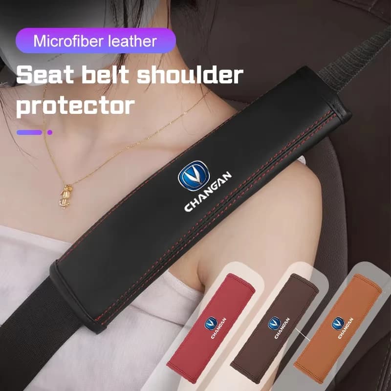 Leather Car Seat Belt Shoulder Pads Safety Belt Cover For Changan UNIT UNIK CS35PLUS CS55 PLUS CS75 PLUS Oshan X7 X5
