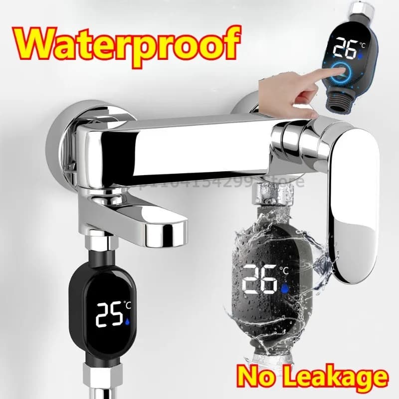Black Bathroom Led Display 0℃~99℃ Home Water Shower Thermometer Water Accurate Temperature Measurement Meter Bathroom