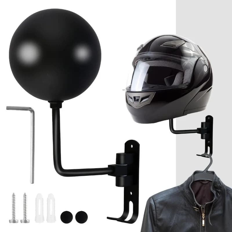 Motorcycle Helmet Rack Wall Mounted Helmet Holder 180° Rotation Hanger Hook Holder For Motorcycle Bike Coats Caps Baseballs