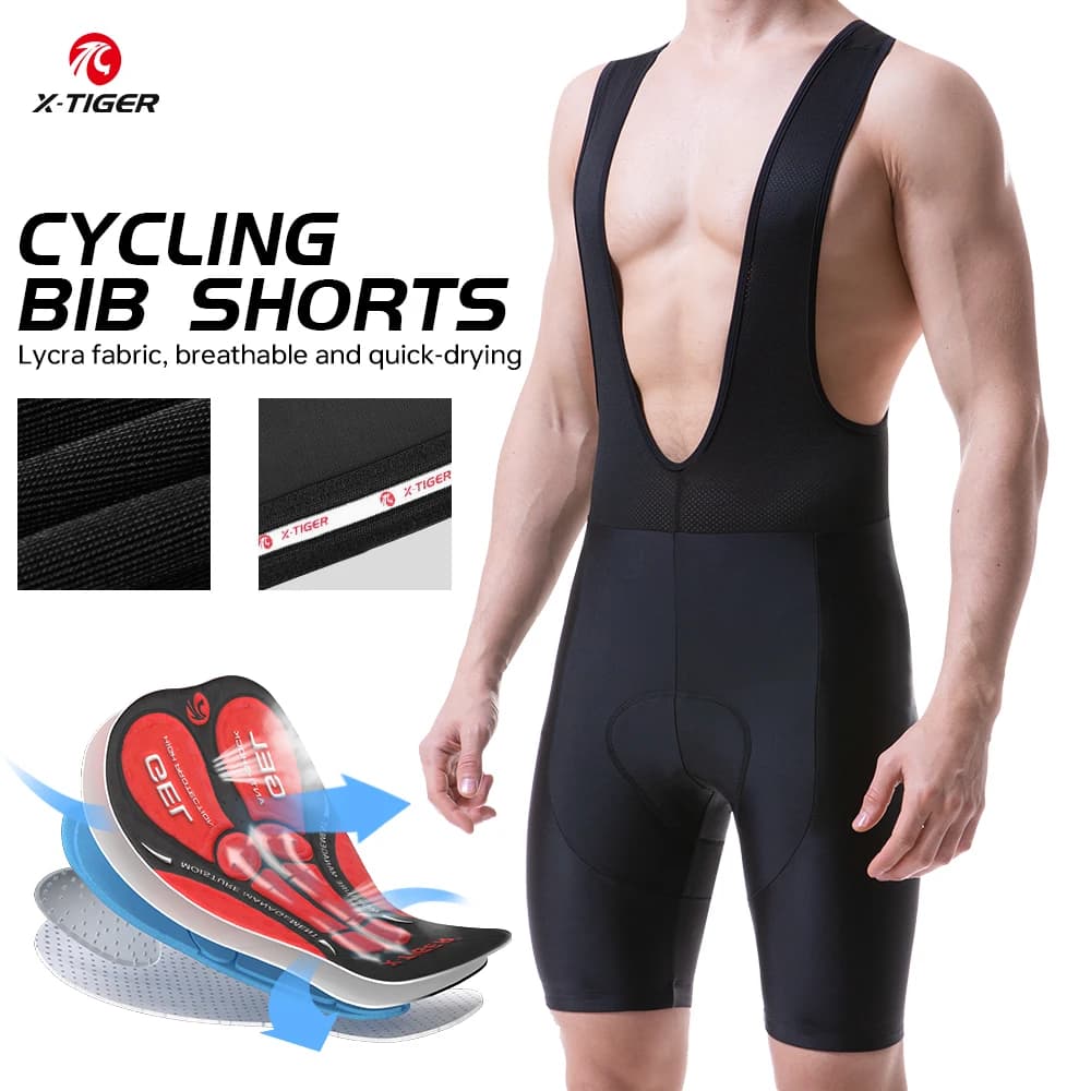 X-TIGER Men Cycling Bib Shorts 5D Gel Cushion Light Breathable MTB Road Racing Triathlon Pro Bicycle Bib Shorts Summer Anti-UV