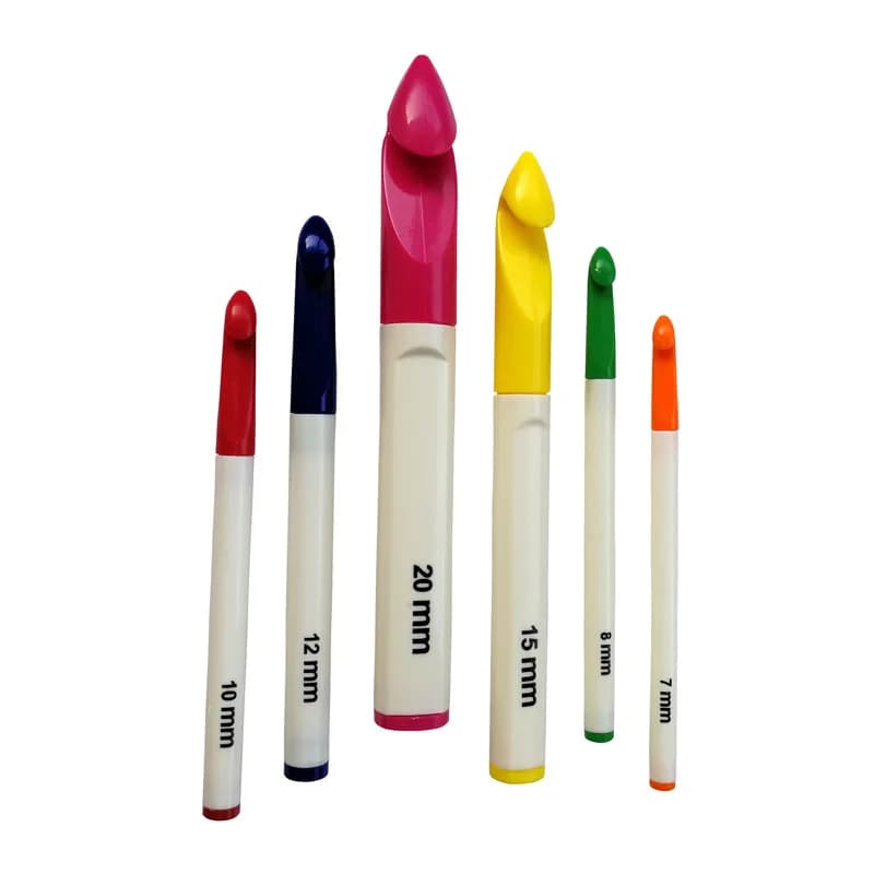 6 pz/set ganci per uncinetto in plastica set di aghi acrilici 7.0mm 8.0mm 10.0mm 12mm 15mm 20mm varie dimensioni per artigianato in filato