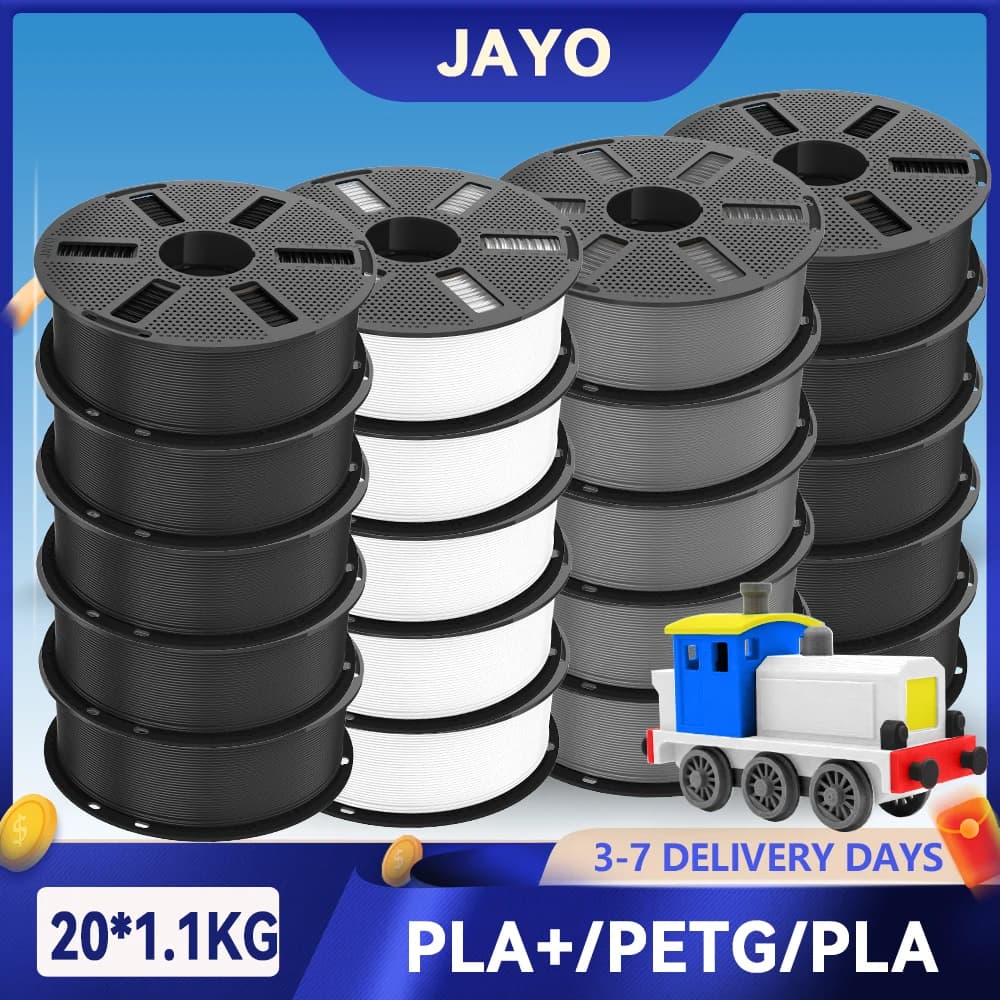 JAYO 20 Rolls 3D PETG/ PLA / PLA PLUS Printer Filament 1.75mm100% No Bubble Non-toxic 3D Printing Materials for 3D Printer & Pen