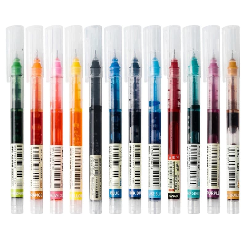 12 colori/set studente scuola ufficio cancelleria pennino fine penna gel grande capacità di inchiostro penna a sfera penna roller liquida diritta
