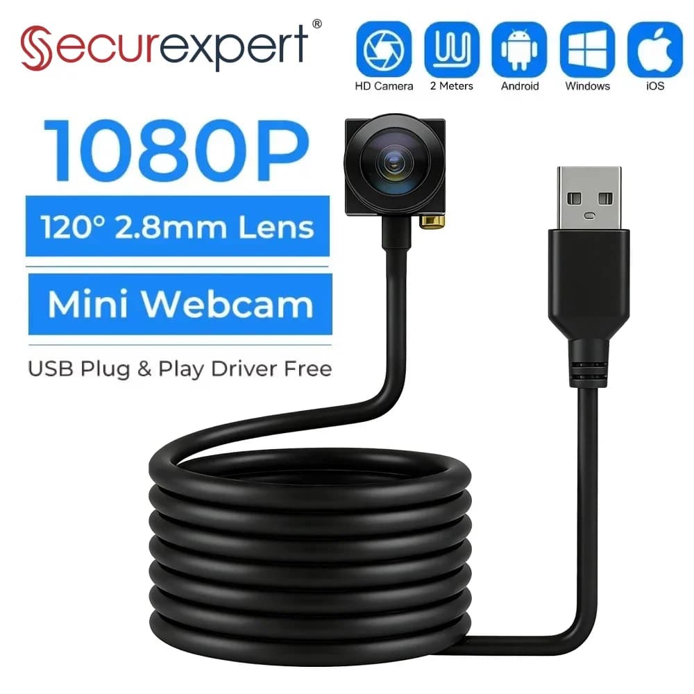 Large-angle USB CCTV Camera Full HD 1080P Mini Camera USB Full HD 1080P with 2.8/3.7mm Camera Web Plug and Play for Laptop PC