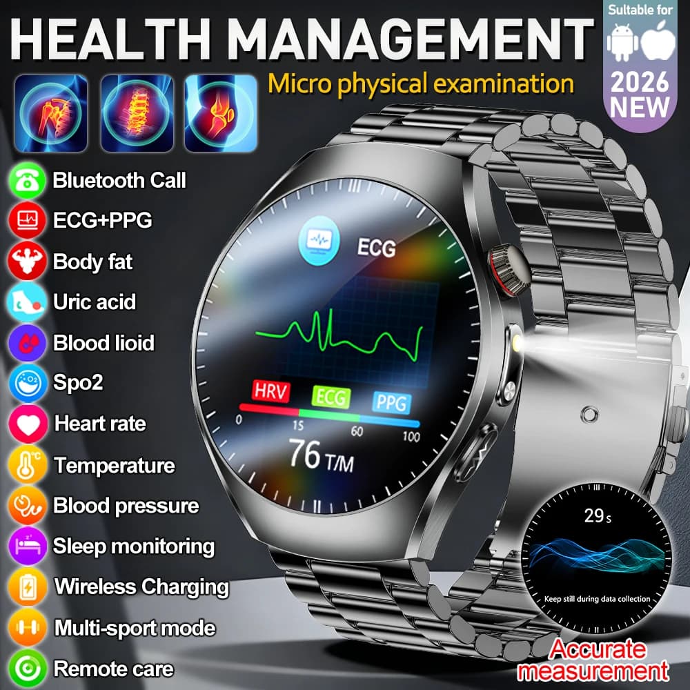 2026New Grado infermieristico Analisi del corpo Smart Watch AI-ECG Pressione sanguigna Ipolidi di acido uricico Sangue IP68 Chiamata HD Smartwatch Uomo Donna