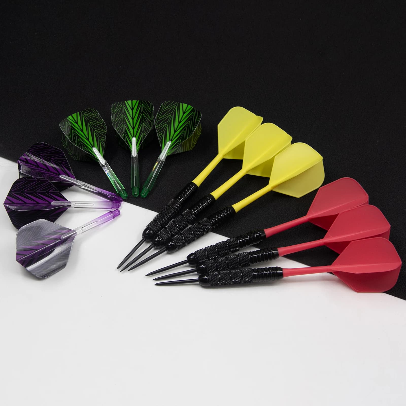 6Pcs Iron Hard Tip Darts Set 22g with Textured Grip Barrel, Shafts and Flights, Professional Darts for Practice and Home Games