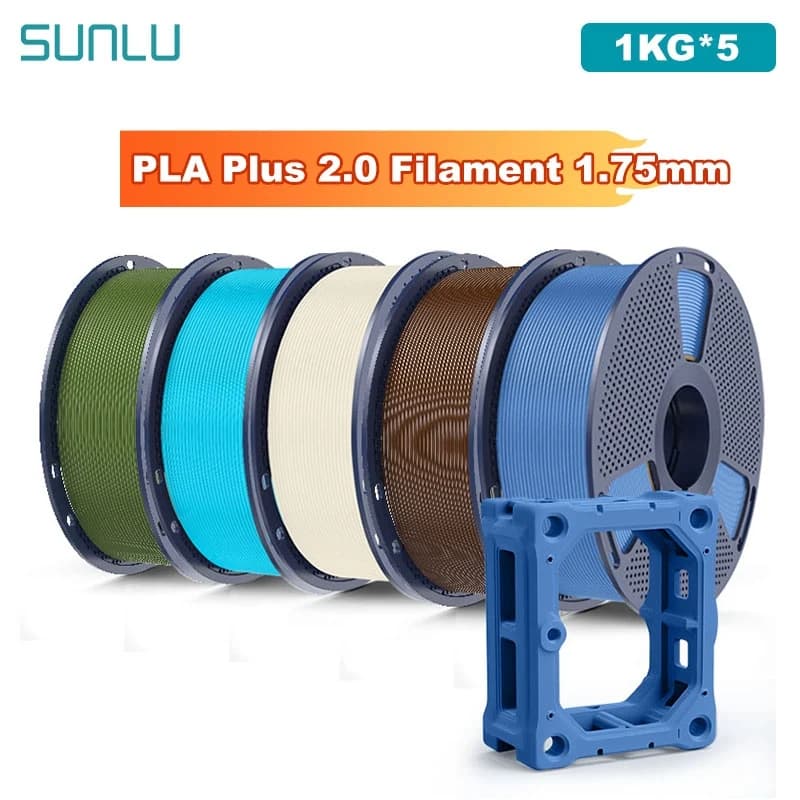 SUNLU 3D Printer Filament PLA Plus 2.0 5 kg Coil 1.75 mm 1000 g (2.2 pounds) Prewashed Filament without knots Suitable for most FDM printers