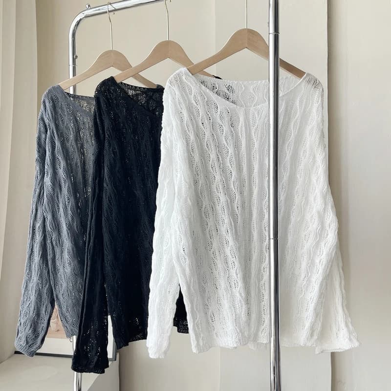 Nuovo autunno abbigliamento da donna Hollow girocollo da donna a maniche lunghe tinta unita Top maglione casual maglione allentato maglieria